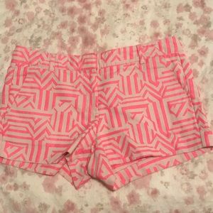 J CREW- Geometric Pink and White Shorts